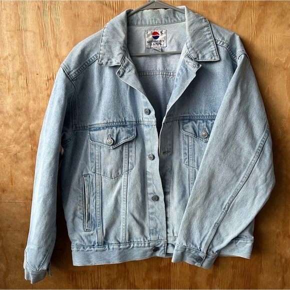 Vintage Pepsi Cotton Denim Trucker Jacket Light Wash - Picture 1 of 12
